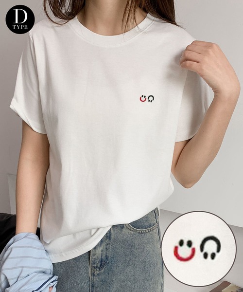 LOWO(ロワ)の「綿混ワンポイント刺繍Tシャツ カットソー(Tシャツ/カットソー・レディース・ホワイト系その他/ホワイト系3/ホワイト系4/ホワイト系その他2/ホワイト系その他3/ホワイト系その他4/ホワイト系その他5/ホワイト系その他6/ホワイト系その他7/ホワイト系/ホワイト系1/ホワイト系2・FREE)」の5枚目の写真