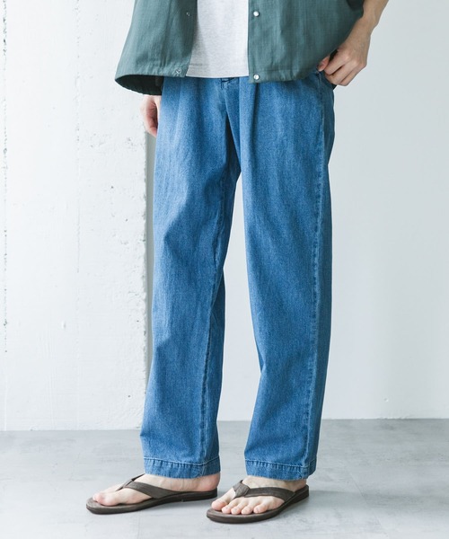 URBAN RESEARCH DOORS（アーバンリサーチドアーズ）の「リネンブレンドデニム イージートラウザー（デニムパンツ・メンズ・インディゴブルー/ライトインディゴブルー/ブラック/ブラック系その他・MEDIUM/LARGE）」の4枚目の写真