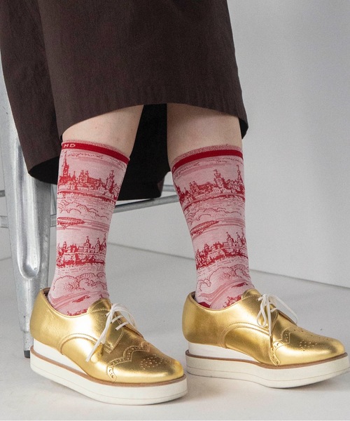 mintdesigns（ミントデザインズ）の「TOILE DE JOUY SOCKS（ソックス/靴下・レディース・ブラック/ネイビー/レッド・M）」の3枚目の写真
