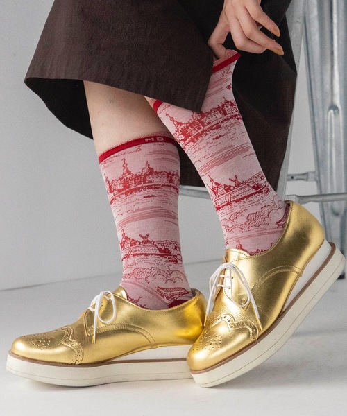 mintdesigns（ミントデザインズ）の「TOILE DE JOUY SOCKS（ソックス/靴下・レディース・ブラック/ネイビー/レッド・M）」の4枚目の写真