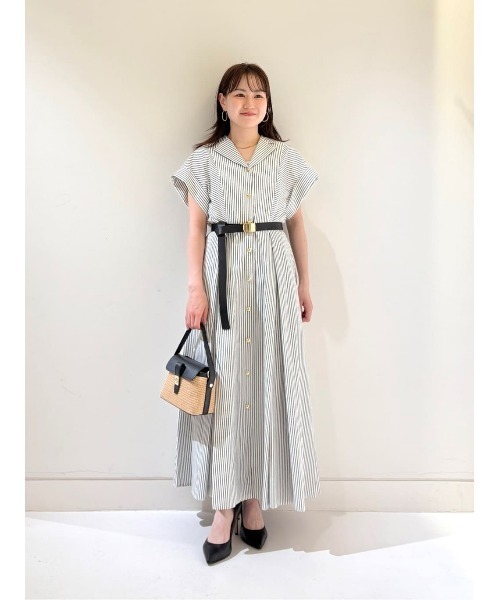 極美品　アルアバイル　ストライプシャツワンピース　近年モノ　2023年　春夏 極美品 アルアバイル ストライプシャツワンピース 近年モノ 2023