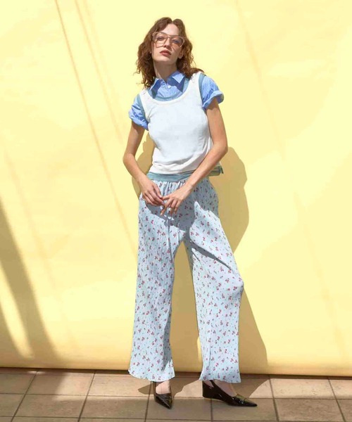 Small Flower Pleated Pants/スモールフラワープリーツパンツ
