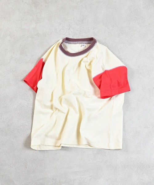 Life Support Products(ライフサポートプロダクツ)の「ステッチバイカラーTシャツ(Tシャツ/カットソー・キッズ・ブルー/チャコール/ホワイト系その他/ライトグリーン/イエロー/ピンク/オフホワイト/グレー・90/100/110/80/95/140/150/120/130)」の3枚目の写真