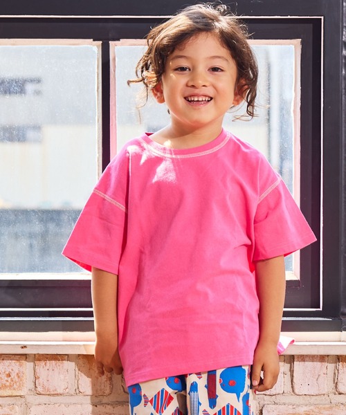 Life Support Products(ライフサポートプロダクツ)の「ステッチバイカラーTシャツ(Tシャツ/カットソー・キッズ・ブルー/チャコール/ホワイト系その他/ライトグリーン/イエロー/ピンク/オフホワイト/グレー・90/100/110/80/95/140/150/120/130)」の8枚目の写真