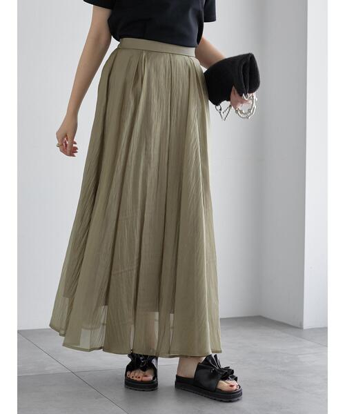 Te chichi（テチチ）の「シアークレープボリュームフレアスカート（スカート・レディース・シルバーグレー/カーキ/ブラック・F）」の3枚目の写真