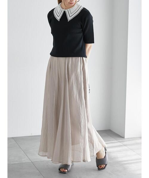 Te chichi（テチチ）の「シアークレープボリュームフレアスカート（スカート・レディース・シルバーグレー/カーキ/ブラック・F）」の4枚目の写真