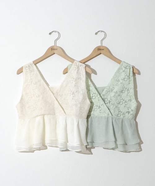 flower(フラワー)の「ボタニカルレースビスチェ(キャミソール・レディース・ミント/アイボリー・FREE)」の3枚目の写真