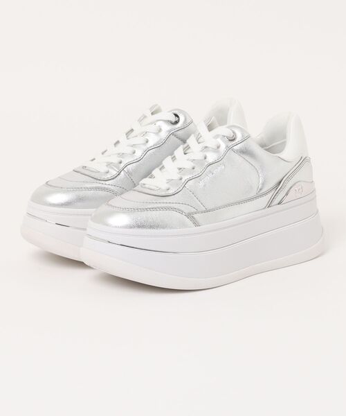 【MICHAEL KORS】スネーク☆Hayes☆プラットフォームスニーカー HAYES メタリックレザー プラットフォーム スニーカー