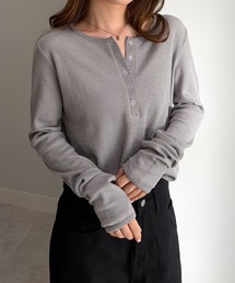 RANAN | ヘンリーネックワッフルロングTシャツ(Tシャツ/カットソー)