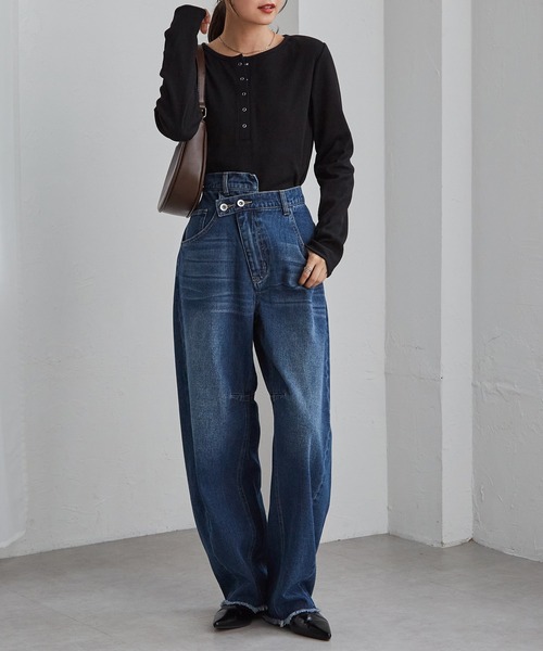 RANAN（ラナン）の「ヘンリーネックワッフルロングTシャツ（Tシャツ/カットソー・レディース・アイボリー/ブラック/その他/グレー/レッド/ネイビー・S/M/L/LL）」の15枚目の写真