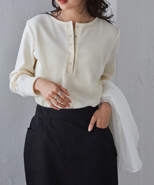 【超希少】RRLヘンリーネックワッフルシャツ ワッフルニット コットン ヘンリー（Tシャツ/カットソー）｜RRL