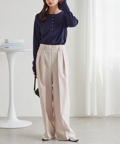 RANAN（ラナン）の「ヘンリーネックワッフルロングTシャツ（Tシャツ/カットソー・レディース・アイボリー/ブラック/その他/グレー/レッド/ネイビー・S/M/L/LL）」の19枚目の写真