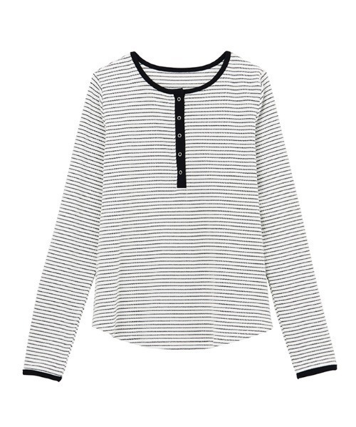 RANAN(ラナン)の「ヘンリーネックワッフルロングTシャツ(Tシャツ/カットソー・レディース・アイボリー/ブラック/その他/グレー/レッド/ネイビー・S/M/L/LL)」の22枚目の写真