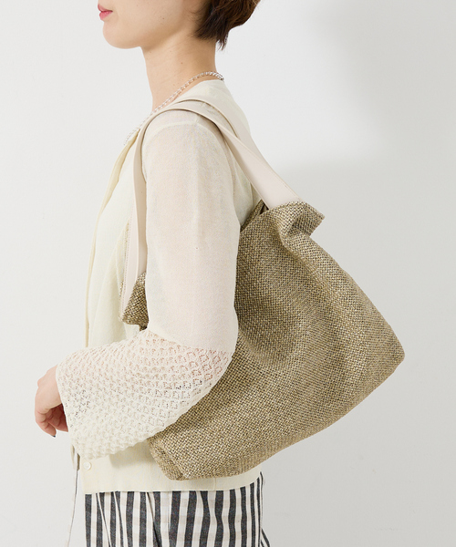 collex（コレックス）の「2WAYペーパーライクバッグ（ショルダーバッグ・レディース・ベージュ/ブラック・フリー）」の9枚目の写真