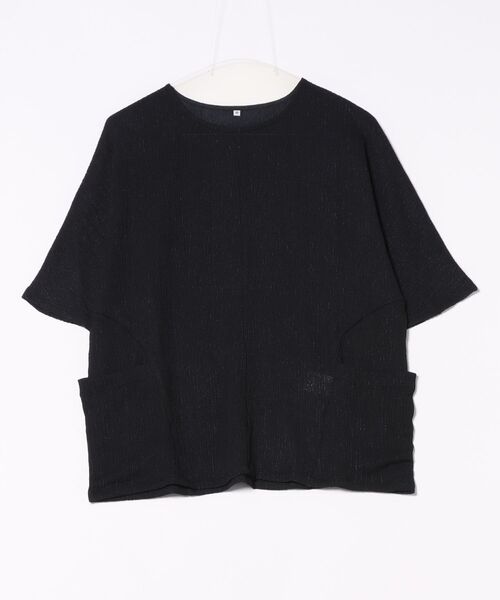 BELLUNA PLUS(ベルーナ)の「シャイニー楊柳ポケット使いプルオーバー(Tシャツ/カットソー・レディース・ブラック/ブルー/ベージュ・X-LARGE/MEDIUM/LARGE)」の2枚目の写真