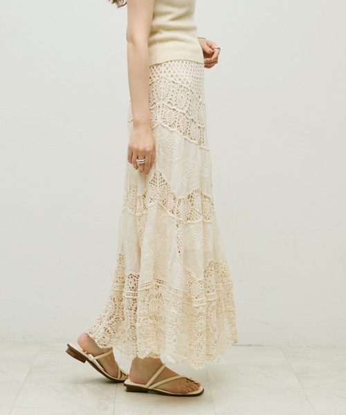 【直営・関税送料込】コットンクロシェ スカート Crochet lace long skirt / クロシェレースロングスカート