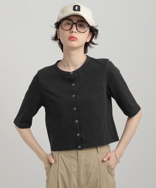 GEORGE'S（ジョージズ）の「スナップカーディガン（カーディガン/ボレロ・レディース・ブラック/グレー/オレンジ/オフホワイト・SMALL/MEDIUM）」の2枚目の写真