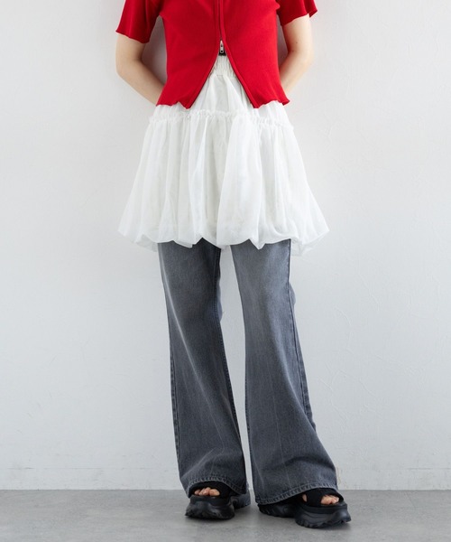 RAGEBLUE（レイジブルー）の「チュールバルーンミニスカート（スカート・レディース・ホワイト/ブラック・FREE）」の2枚目の写真