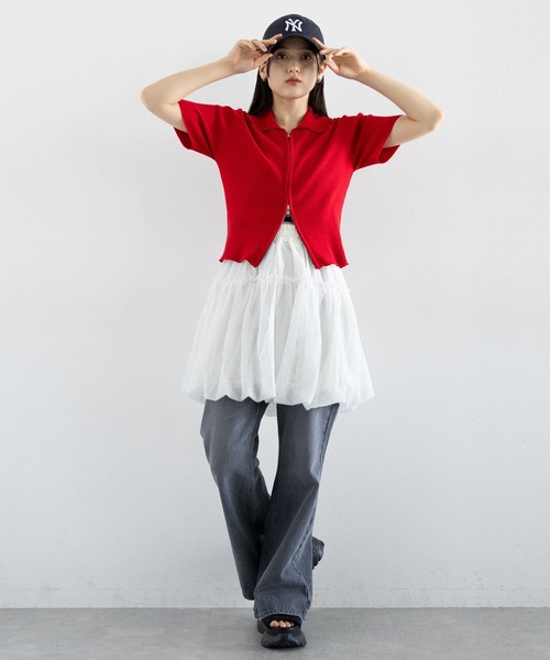 RAGEBLUE（レイジブルー）の「チュールバルーンミニスカート（スカート・レディース・ホワイト/ブラック・FREE）」の4枚目の写真