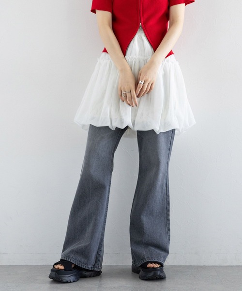 RAGEBLUE（レイジブルー）の「チュールバルーンミニスカート（スカート・レディース・ホワイト/ブラック・FREE）」の5枚目の写真