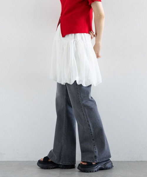 RAGEBLUE（レイジブルー）の「チュールバルーンミニスカート（スカート・レディース・ホワイト/ブラック・FREE）」の6枚目の写真
