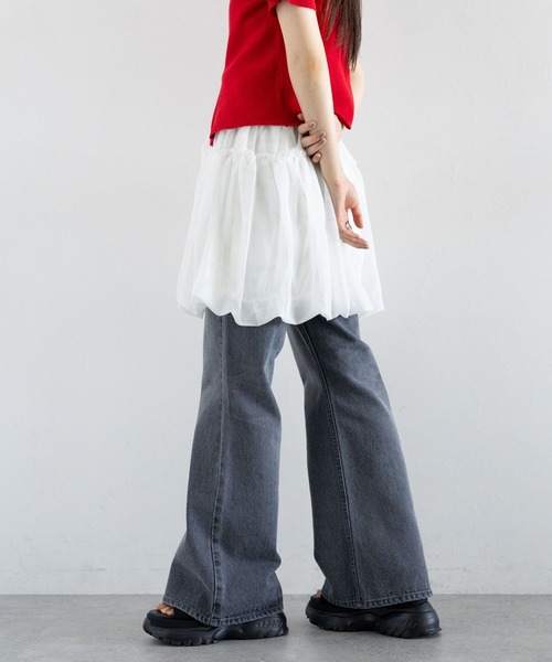 RAGEBLUE（レイジブルー）の「チュールバルーンミニスカート（スカート・レディース・ホワイト/ブラック・FREE）」の7枚目の写真