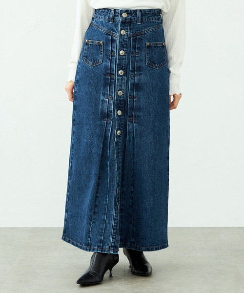新品タグ付き⭐︎アンコキーヌ⭐︎選べる丈デニムマーメイドスカート⭐︎ブラック⭐︎3L SOMETHING Something サムシング デニムスカート フレアスカート