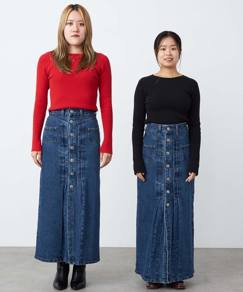 SOMETHING(サムシング)の「【GISELe 10月号掲載】atelier SOMETHING JACKET DETAIL SKIRT/アトリエサムシングロングデニムスカート(デニムスカート・レディース・ブルー/インディゴブルー・SMALL/MEDIUM)」の3枚目の写真