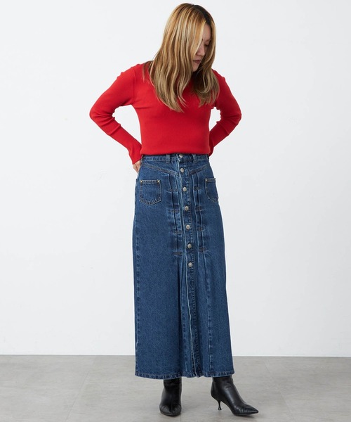 SOMETHING(サムシング)の「【GISELe 10月号掲載】atelier SOMETHING JACKET DETAIL SKIRT/アトリエサムシングロングデニムスカート(デニムスカート・レディース・ブルー/インディゴブルー・SMALL/MEDIUM)」の5枚目の写真