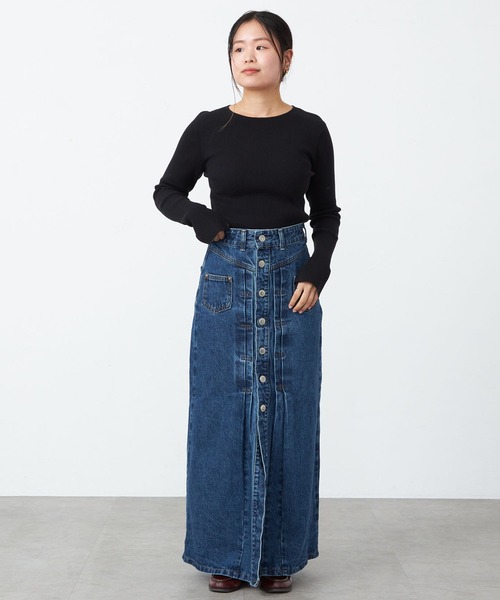 SOMETHING(サムシング)の「【GISELe 10月号掲載】atelier SOMETHING JACKET DETAIL SKIRT/アトリエサムシングロングデニムスカート(デニムスカート・レディース・ブルー/インディゴブルー・SMALL/MEDIUM)」の7枚目の写真
