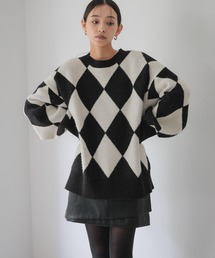 LOWRYS FARM | ダイヤガラプルオーバーＬＳ　581145(ニット/セーター)