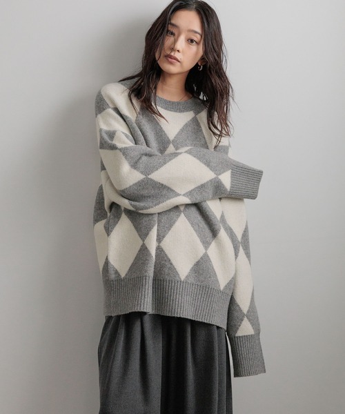 LOWRYS FARM(ローリーズファーム)の「ダイヤガラプルオーバーLS 581145(ニット/セーター・レディース・ブラウン/ブラック/グレー・FREE)」の19枚目の写真