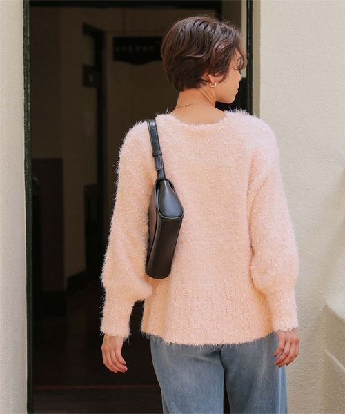 セール】ポコポコシャギーオーバーサイズVネックニット（ニット