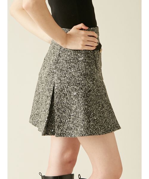 LILY BROWN（リリーブラウン）の「ツイードタックミニスカート（スカート・レディース・アイボリー/ブラック/グレー/ピンク・0/1）」の7枚目の写真