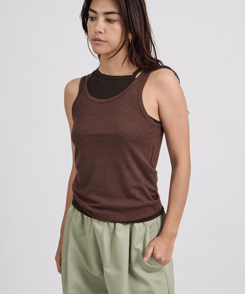 Saturdays NYC（サタデーズ ニューヨークシティ ）の「Lara Double Color Tank Top（Tシャツ/カットソー・レディース・キナリ/ブラウン/ブルー・M/L/S）」の2枚目の写真