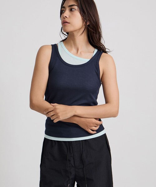 Saturdays NYC（サタデーズ ニューヨークシティ ）の「Lara Double Color Tank Top（Tシャツ/カットソー・レディース・キナリ/ブラウン/ブルー・M/L/S）」の3枚目の写真