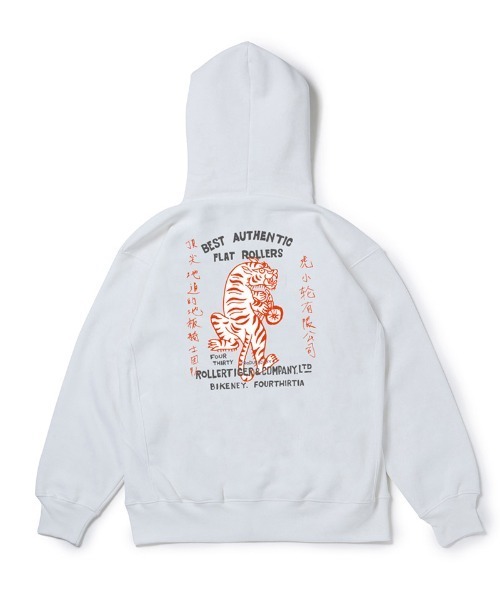 430（フォーサーティ）の「mpa3892-AF ROLLER TIGER  Z-U PARKA ジップアップパーカー(25-179)（パーカー・メンズ・ホワイト/グレー/スカイブルー/ブラック・3/2/1/0）」の2枚目の写真