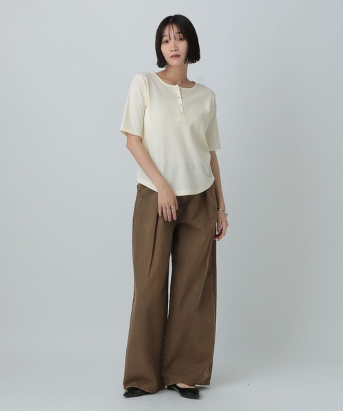 LOWRYS FARM（ローリーズファーム）の「ワッフルヘンリーＳＳ　583650（Tシャツ/カットソー・レディース・ブラウン/アイボリー/ブラック・FREE）」の19枚目の写真