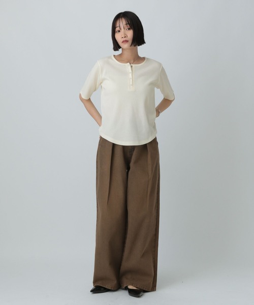 LOWRYS FARM（ローリーズファーム）の「ワッフルヘンリーＳＳ　583650（Tシャツ/カットソー・レディース・ブラウン/アイボリー/ブラック・FREE）」の20枚目の写真