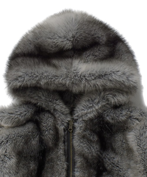 LOGO PATCHED FAUX FUR HOODED JACKET（ブルゾン）｜X-girl（エックス