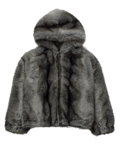 LOGO PATCHED FAUX FUR HOODED JACKET（ブルゾン）｜X-girl（エックス
