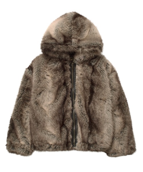 LOGO PATCHED FAUX FUR HOODED JACKET（ブルゾン）｜X-girl（エックス
