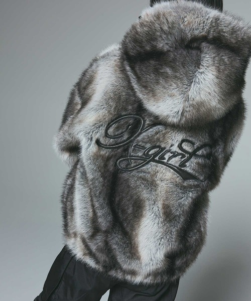 X-girl（エックスガール）の「LOGO PATCHED FAUX FUR HOODED JACKET（ブルゾン・レディース・ブラウン/ブラック・S/M）」の16枚目の写真