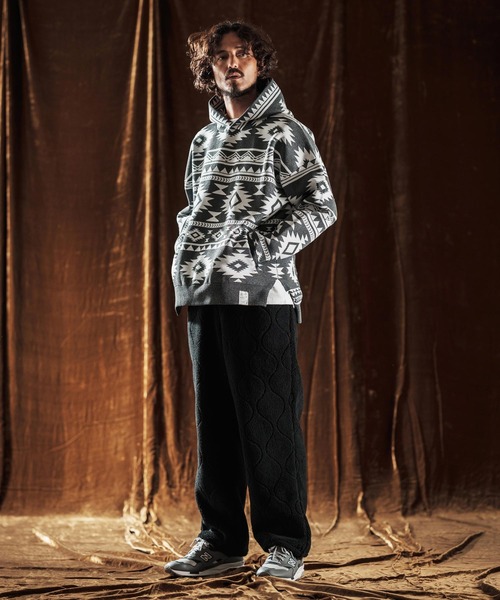 ANGENEHM(アンゲネーム)の「mpa3883-Native Pattern Hoodie -Airy Yarn Sweater- ニットフーディー(AG05-009acf)(パーカー・メンズ・ブラック/チャコール/ネイビー・M/S/L)」の12枚目の写真