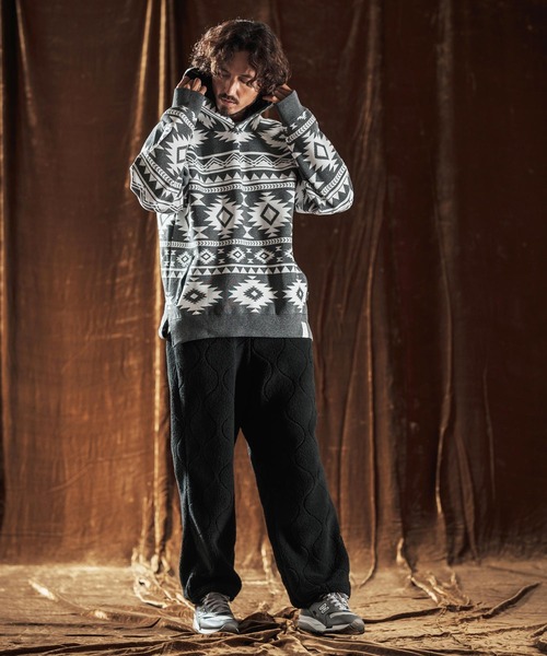 ANGENEHM(アンゲネーム)の「mpa3883-Native Pattern Hoodie -Airy Yarn Sweater- ニットフーディー(AG05-009acf)(パーカー・メンズ・ブラック/チャコール/ネイビー・M/S/L)」の13枚目の写真