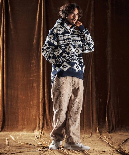 ANGENEHM(アンゲネーム)の「mpa3883-Native Pattern Hoodie -Airy Yarn Sweater- ニットフーディー(AG05-009acf)(パーカー・メンズ・ブラック/チャコール/ネイビー・M/S/L)」の18枚目の写真