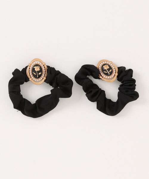 シュシュ セール】【2点セット】クラシカル ブローチ風 モチーフ付き シュシュ