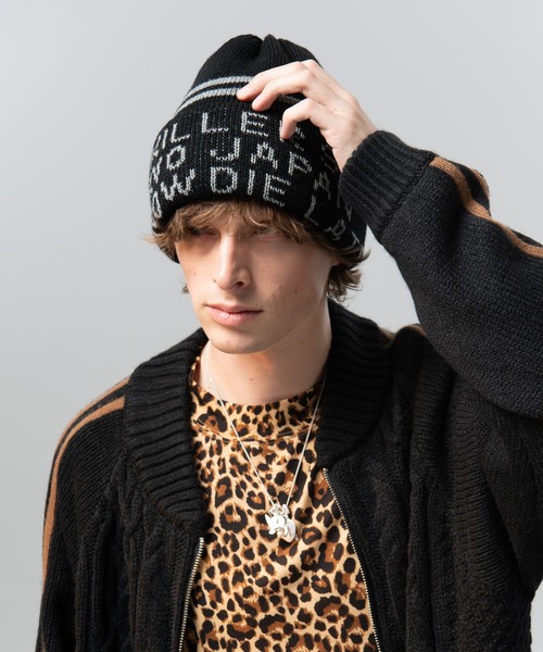 glamb（グラム）の「Lettering Knit Cap / レタリングニットキャップ（キャップ・メンズ・ブラック/ワイン・FREE）」の4枚目の写真