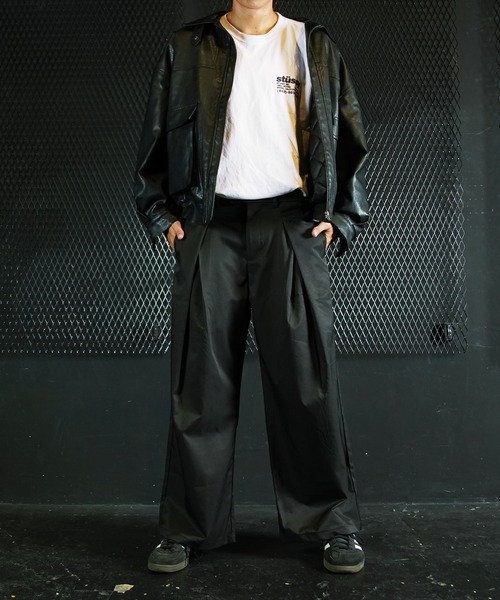 Beno（ビーノ）の「タックワイドスラックスパンツ（スラックス・メンズ・ブラック/グレー・MEDIUM/LARGE/X-LARGE）」の5枚目の写真