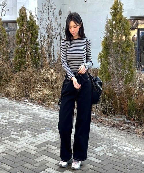 Vini（ヴィニ）の「【Vini】カーペンターデニム刺繍パンツ（デニムパンツ・レディース・ブラック・MEDIUM/SMALL/LARGE）」の9枚目の写真